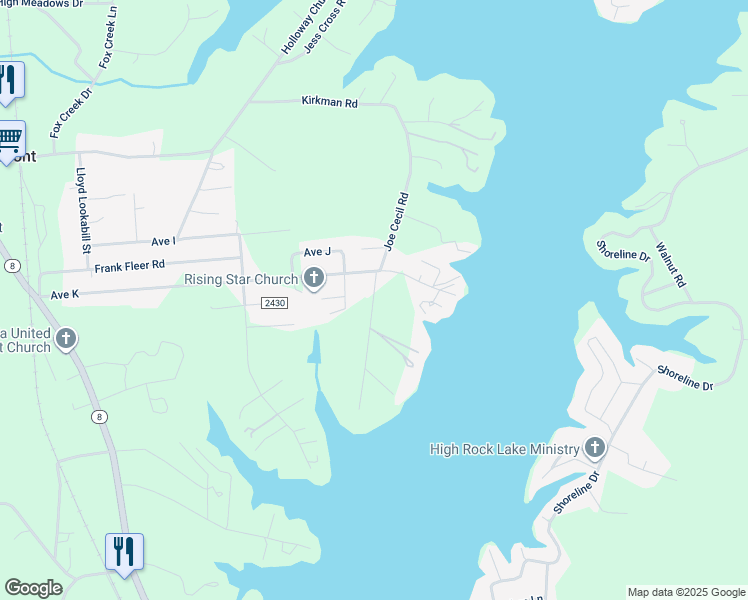 map of restaurants, bars, coffee shops, grocery stores, and more near 592 Joe Cecil Road in Lexington