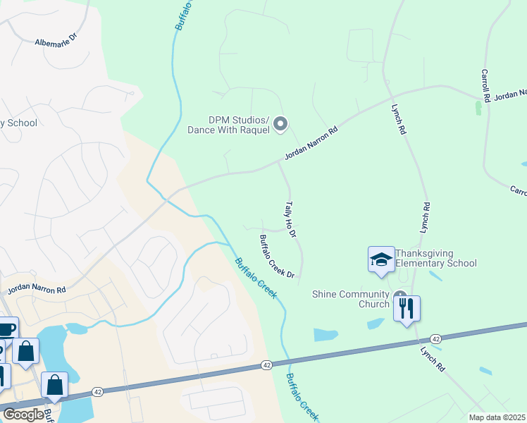 map of restaurants, bars, coffee shops, grocery stores, and more near 56 Chase Drive in Selma
