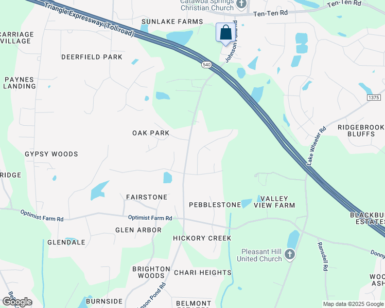 map of restaurants, bars, coffee shops, grocery stores, and more near 4408 Buckley Drive in Apex