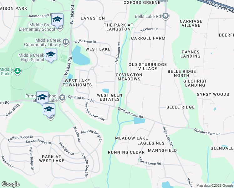 map of restaurants, bars, coffee shops, grocery stores, and more near 8425 Henderson Road in Apex
