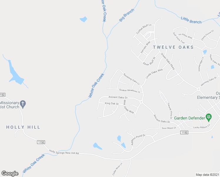 map of restaurants, bars, coffee shops, grocery stores, and more near 409 Quaker Meadows Court in Holly Springs