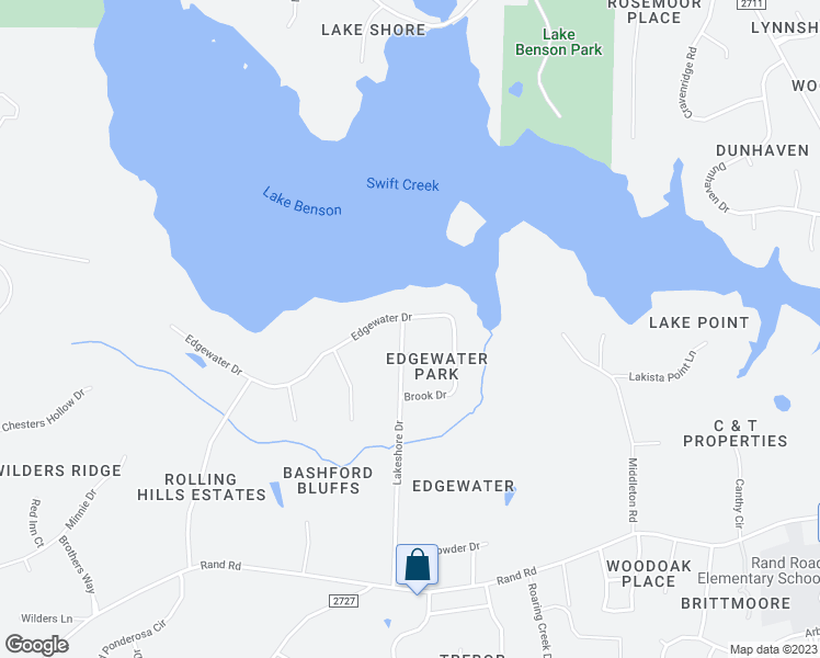 map of restaurants, bars, coffee shops, grocery stores, and more near 8001 Lake Shore Drive in Garner