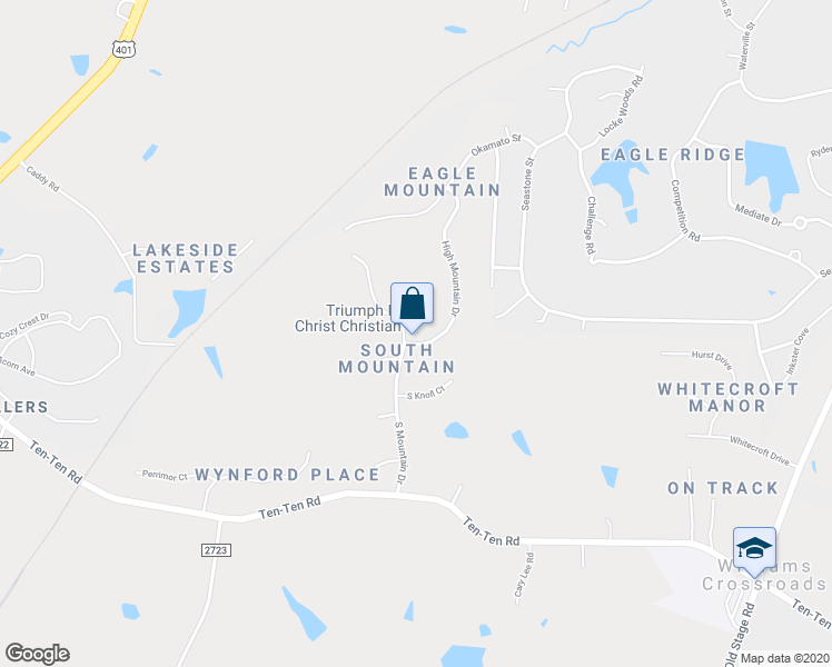map of restaurants, bars, coffee shops, grocery stores, and more near 4228 High Mountain Drive in Raleigh
