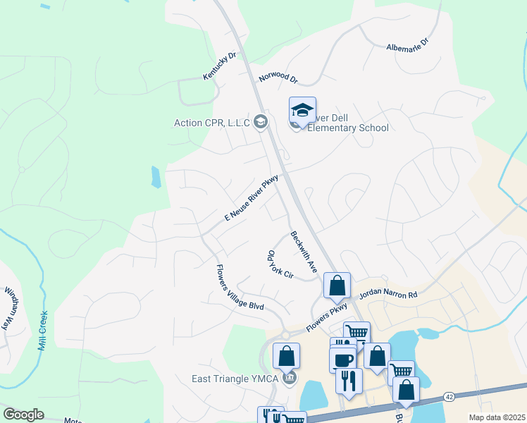 map of restaurants, bars, coffee shops, grocery stores, and more near 21 Duffy Street in Clayton