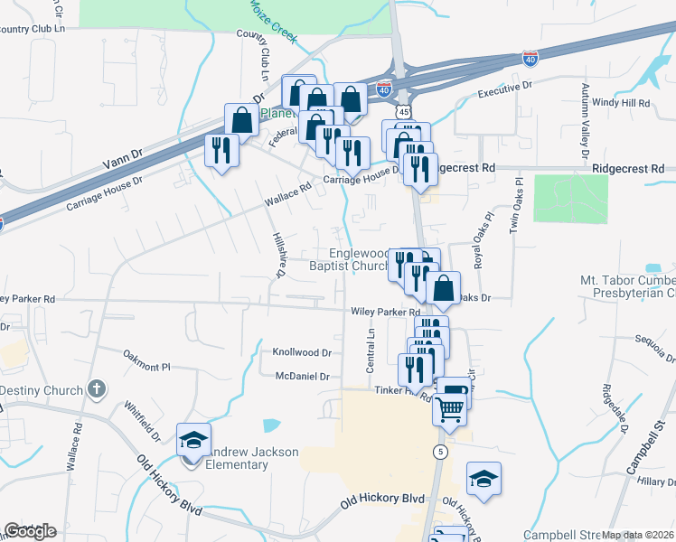map of restaurants, bars, coffee shops, grocery stores, and more near 252 Tinker Hill Cove in Jackson