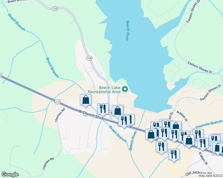 map of restaurants, bars, coffee shops, grocery stores, and more near Dam Road in Lexington