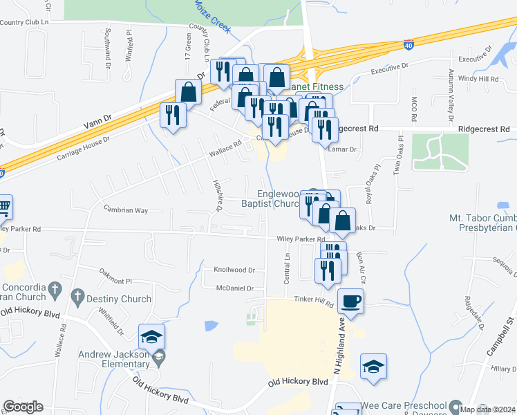 map of restaurants, bars, coffee shops, grocery stores, and more near 53 Brianfield Drive in Jackson