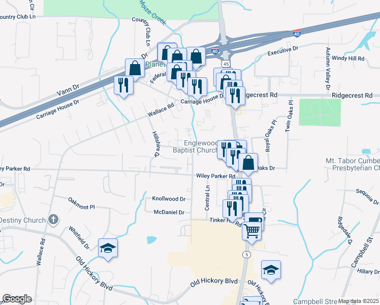 map of restaurants, bars, coffee shops, grocery stores, and more near 53 Brianfield Drive in Jackson