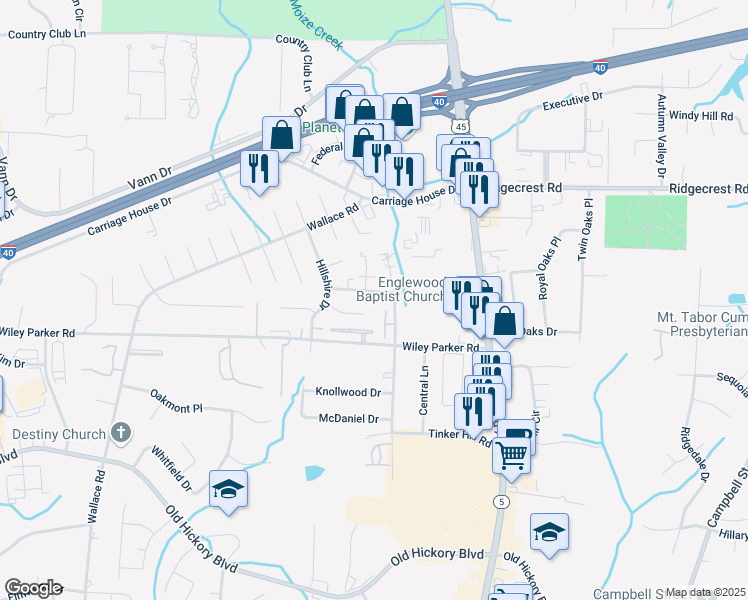 map of restaurants, bars, coffee shops, grocery stores, and more near 53 Brianfield Drive in Jackson