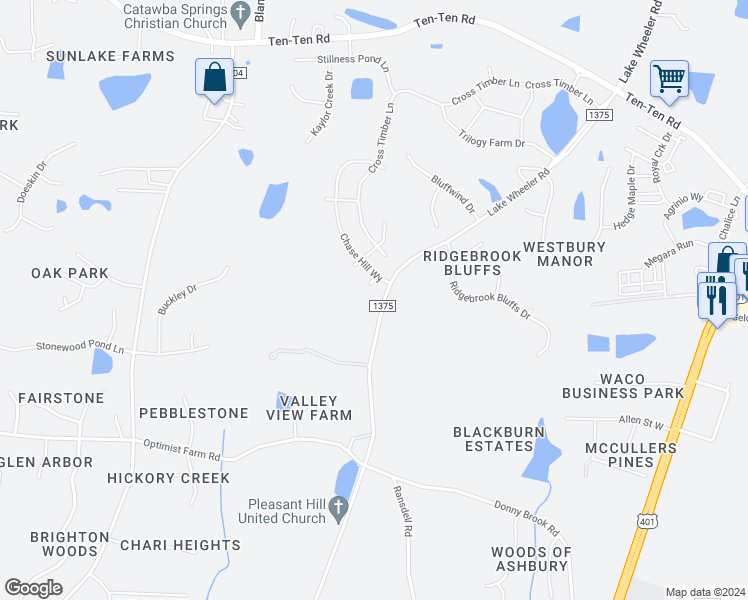 map of restaurants, bars, coffee shops, grocery stores, and more near 4904 Dayflower Lane in Raleigh
