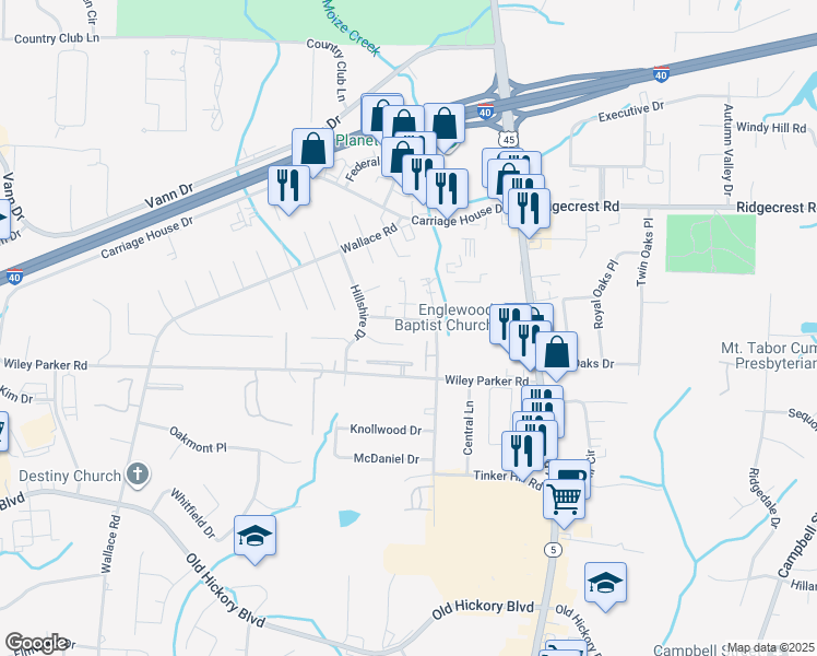 map of restaurants, bars, coffee shops, grocery stores, and more near 53 Brianfield Drive in Jackson