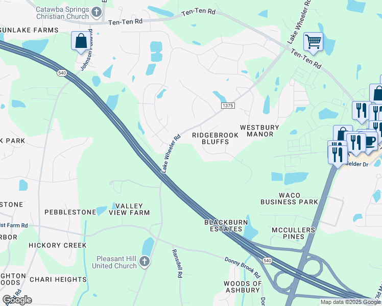 map of restaurants, bars, coffee shops, grocery stores, and more near 4012 Ridgebrook Bluffs Drive in Raleigh