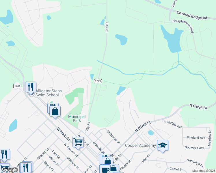 map of restaurants, bars, coffee shops, grocery stores, and more near 553 City Rd in Clayton