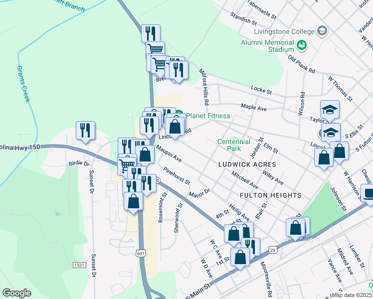 map of restaurants, bars, coffee shops, grocery stores, and more near 817 Mitchell Avenue in Salisbury
