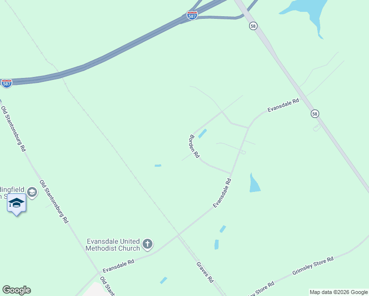 map of restaurants, bars, coffee shops, grocery stores, and more near 4145-4155 Borden Road in Wilson