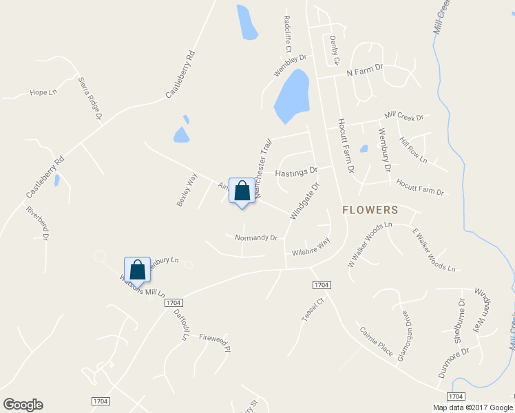 map of restaurants, bars, coffee shops, grocery stores, and more near 125 Manchester Trail in Clayton