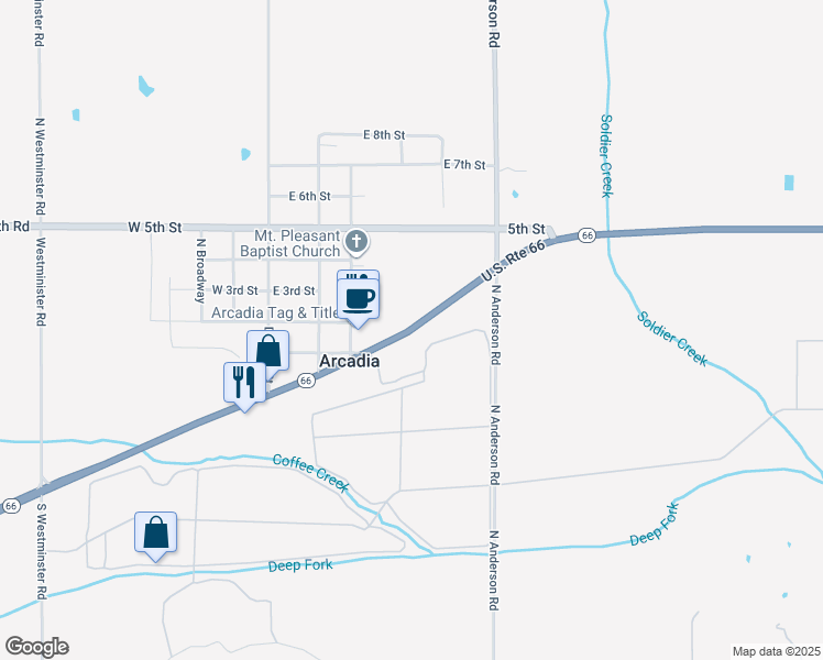 map of restaurants, bars, coffee shops, grocery stores, and more near 660 U.S. Route 66 in Arcadia