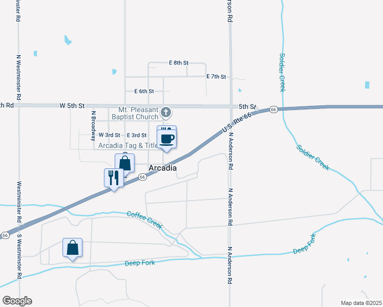 map of restaurants, bars, coffee shops, grocery stores, and more near 11731 Route 66 in Arcadia