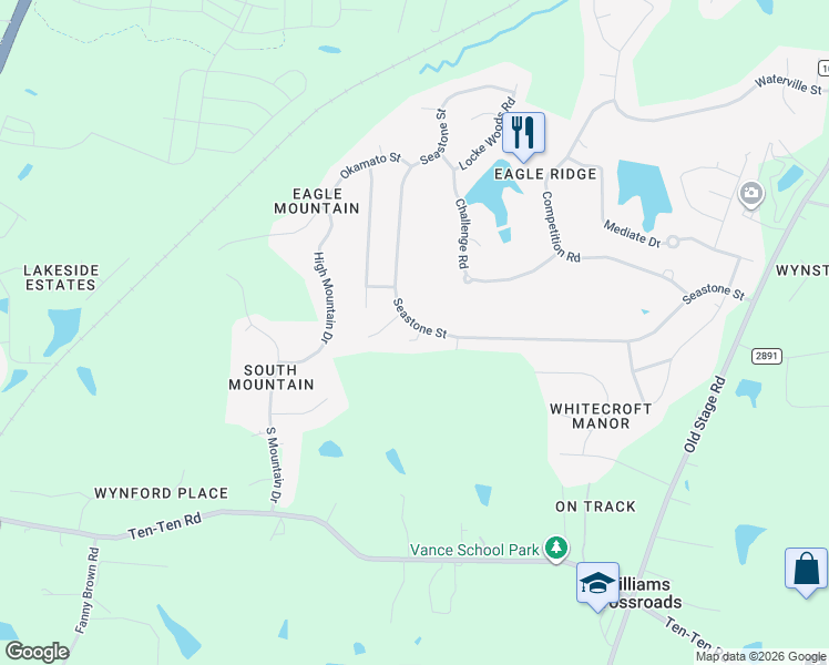map of restaurants, bars, coffee shops, grocery stores, and more near 106 Braid Court in Raleigh