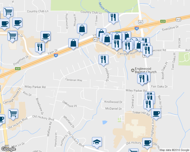 map of restaurants, bars, coffee shops, grocery stores, and more near 45 Rossfield Cove in Jackson