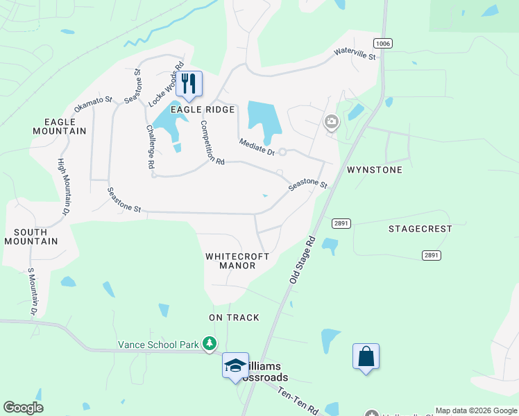 map of restaurants, bars, coffee shops, grocery stores, and more near 368 Seastone Street in Raleigh