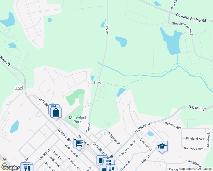 map of restaurants, bars, coffee shops, grocery stores, and more near 553 City Rd in Clayton