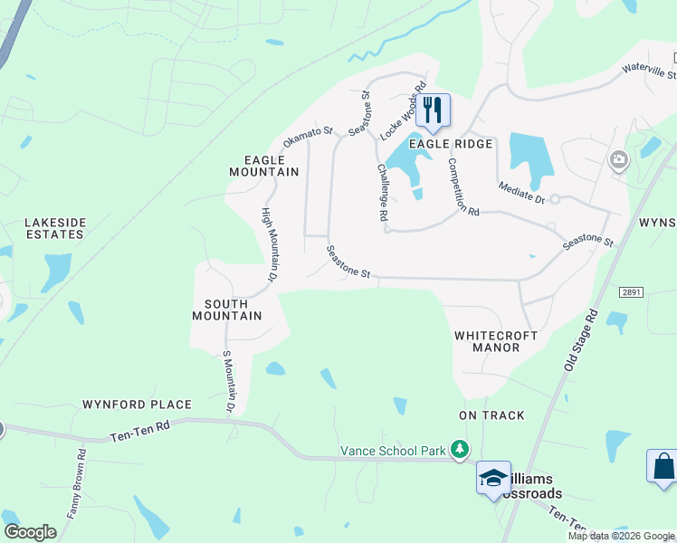 map of restaurants, bars, coffee shops, grocery stores, and more near 106 Braid Court in Raleigh