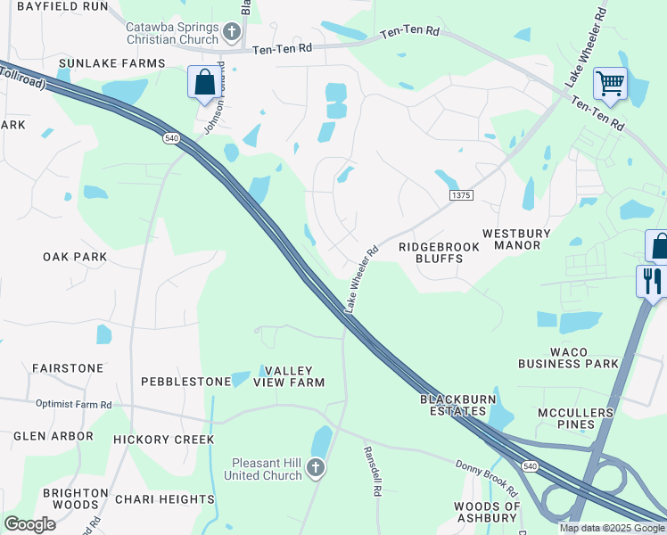 map of restaurants, bars, coffee shops, grocery stores, and more near 4905 Dayflower Lane in Apex