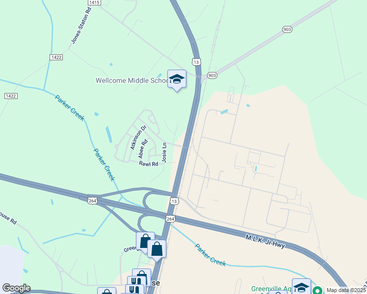 map of restaurants, bars, coffee shops, grocery stores, and more near 101 Independence Boulevard in Greenville