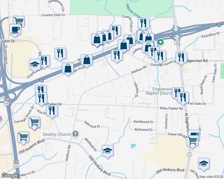 map of restaurants, bars, coffee shops, grocery stores, and more near 12 Davidfield Cove in Jackson