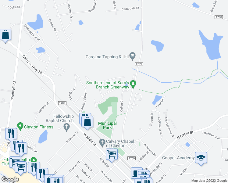 map of restaurants, bars, coffee shops, grocery stores, and more near 32 Balboa Parkway in Clayton