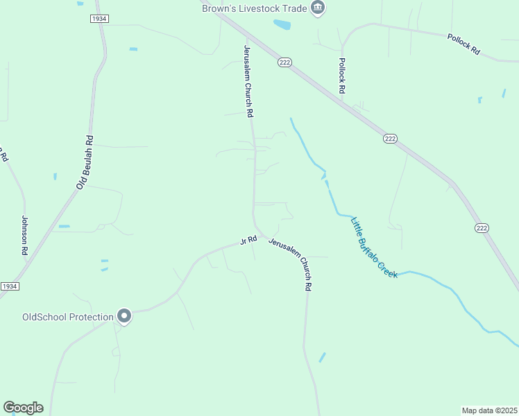 map of restaurants, bars, coffee shops, grocery stores, and more near 1170 Jerusalem Church Road in Kenly