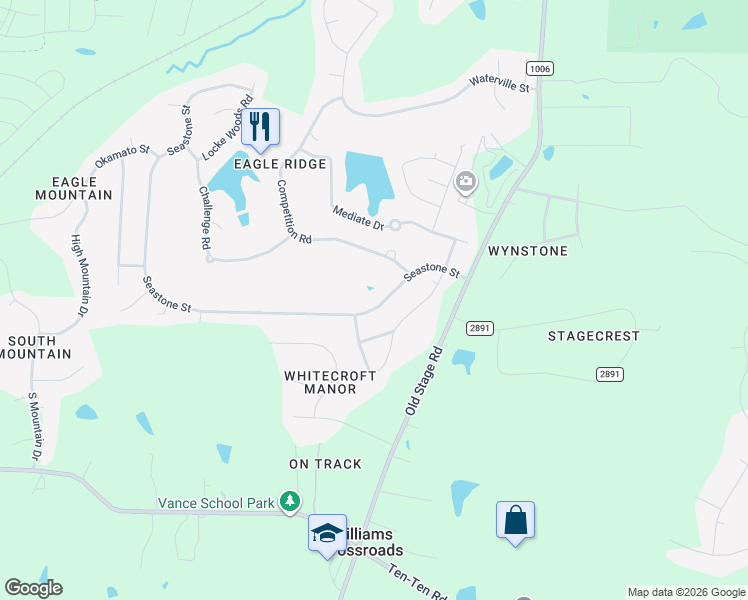 map of restaurants, bars, coffee shops, grocery stores, and more near 368 Seastone Street in Raleigh