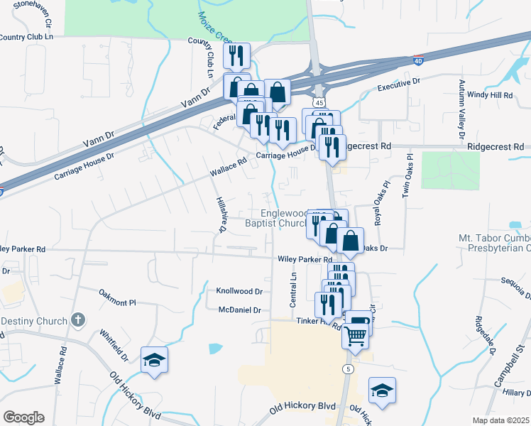 map of restaurants, bars, coffee shops, grocery stores, and more near 53 Brianfield Drive in Jackson