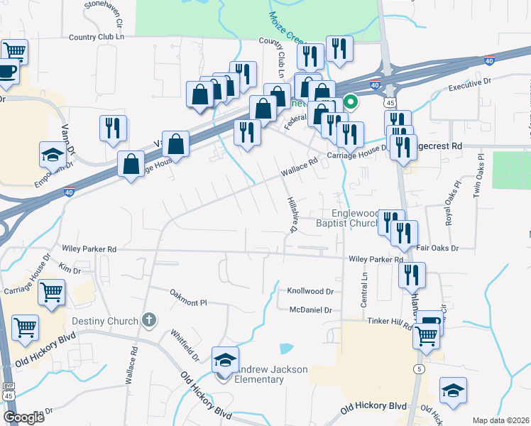 map of restaurants, bars, coffee shops, grocery stores, and more near 45 Rossfield Cove in Jackson