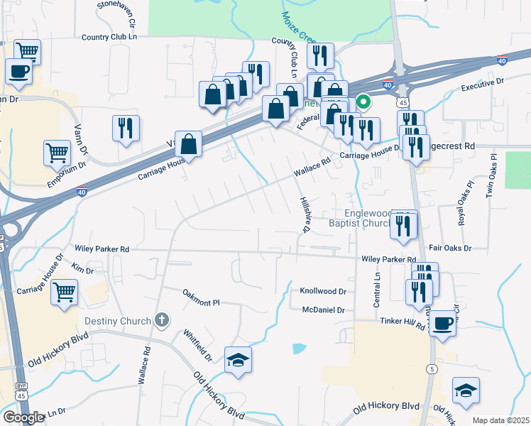map of restaurants, bars, coffee shops, grocery stores, and more near 45 Rossfield Cove in Jackson