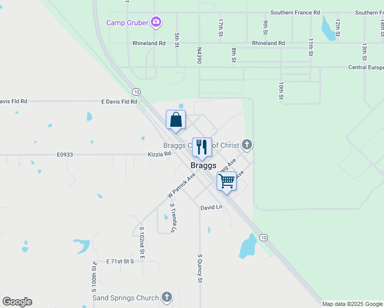 map of restaurants, bars, coffee shops, grocery stores, and more near 500 Madison Street in Muskogee