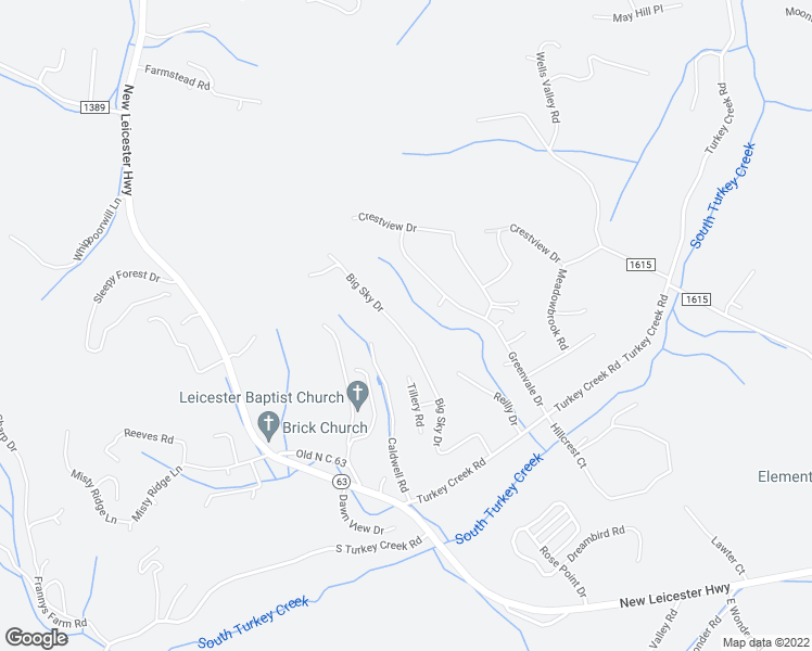 map of restaurants, bars, coffee shops, grocery stores, and more near 93 Big Sky Drive in Leicester