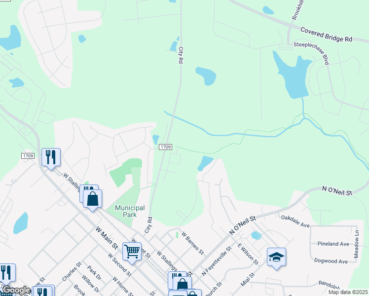 map of restaurants, bars, coffee shops, grocery stores, and more near 553 City Road in Clayton