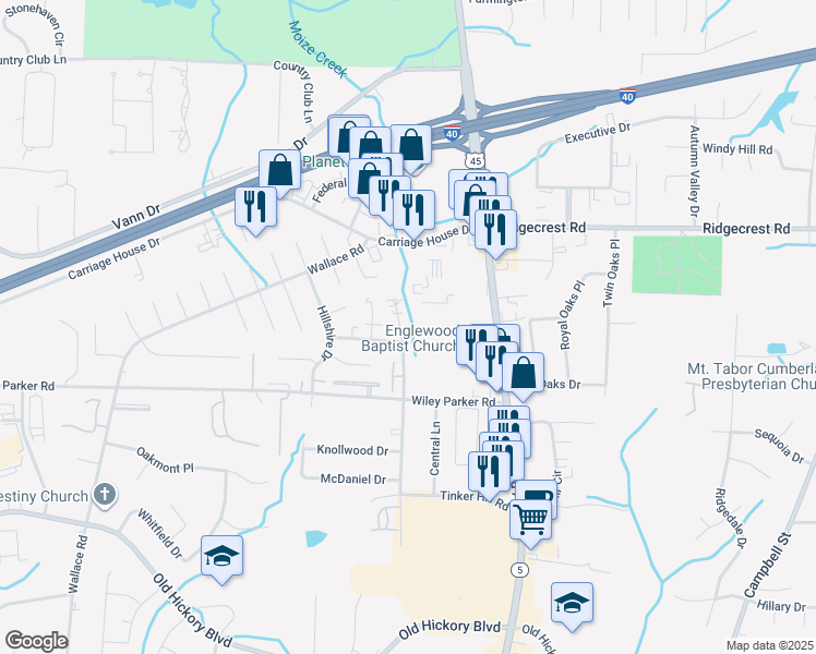 map of restaurants, bars, coffee shops, grocery stores, and more near 53 Brianfield Drive in Jackson