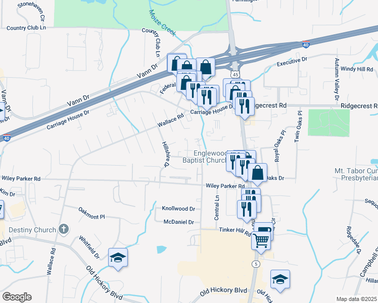 map of restaurants, bars, coffee shops, grocery stores, and more near 53 Brianfield Drive in Jackson