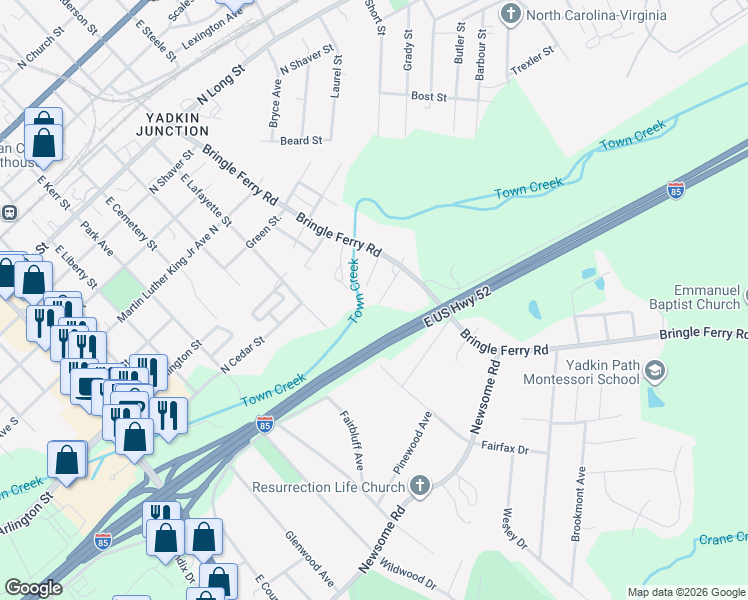 map of restaurants, bars, coffee shops, grocery stores, and more near 130 Floral Avenue in Salisbury