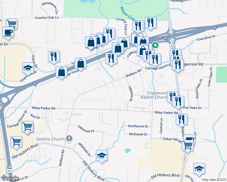 map of restaurants, bars, coffee shops, grocery stores, and more near 45 Rossfield Cove in Jackson