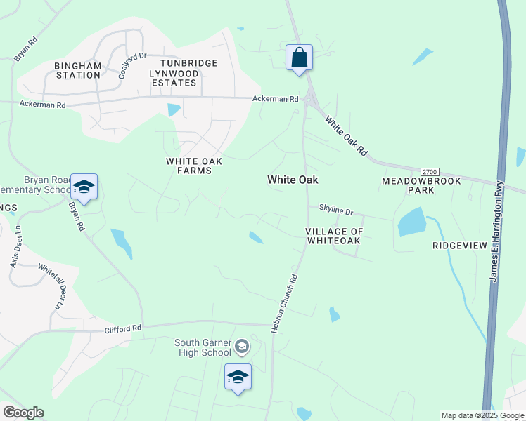 map of restaurants, bars, coffee shops, grocery stores, and more near 268 Hiking Hill Lane in Garner