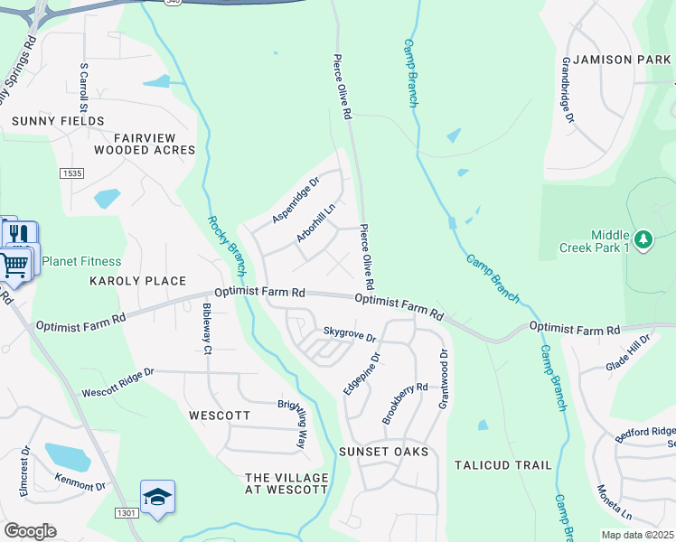 map of restaurants, bars, coffee shops, grocery stores, and more near 100 Bryce Meadow Drive in Holly Springs