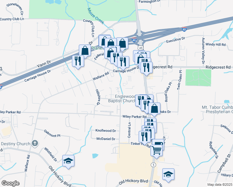 map of restaurants, bars, coffee shops, grocery stores, and more near 53 Brianfield Drive in Jackson