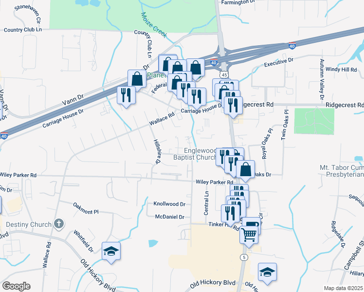 map of restaurants, bars, coffee shops, grocery stores, and more near 53 Brianfield Drive in Jackson