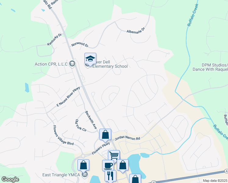 map of restaurants, bars, coffee shops, grocery stores, and more near in Clayton
