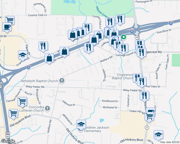 map of restaurants, bars, coffee shops, grocery stores, and more near 45 Rossfield Cove in Jackson
