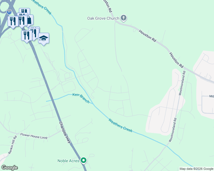 map of restaurants, bars, coffee shops, grocery stores, and more near 217 Simpson Road in Troutman